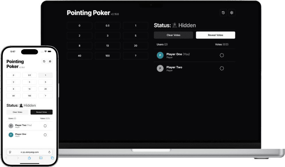 Screenshot of Pointing Poker